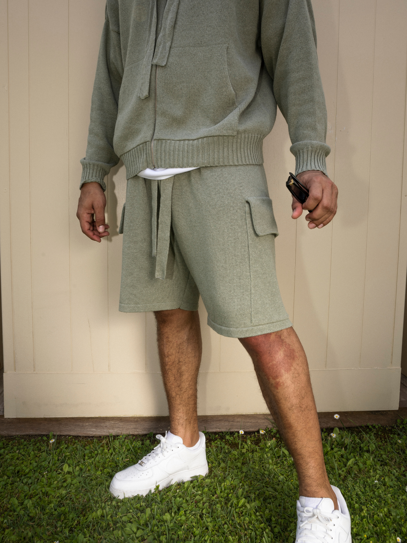 Knitted cargo shorts
