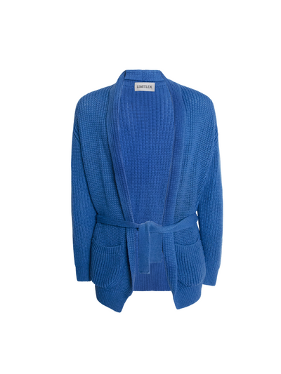 Belted knit cardigan