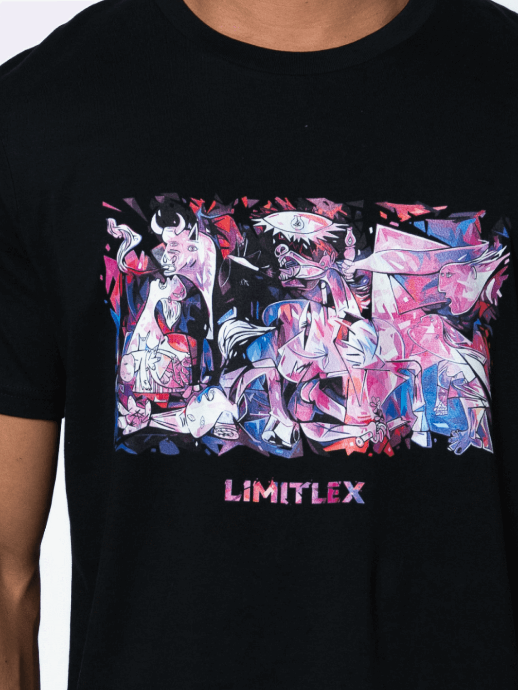 Zoom t-shirt nera Limitlex con stampa Guernica.