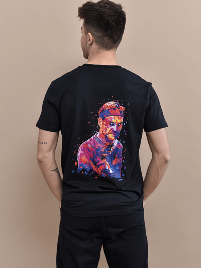 T-shirt nera Limitlex con stampa di Roger Federer.
